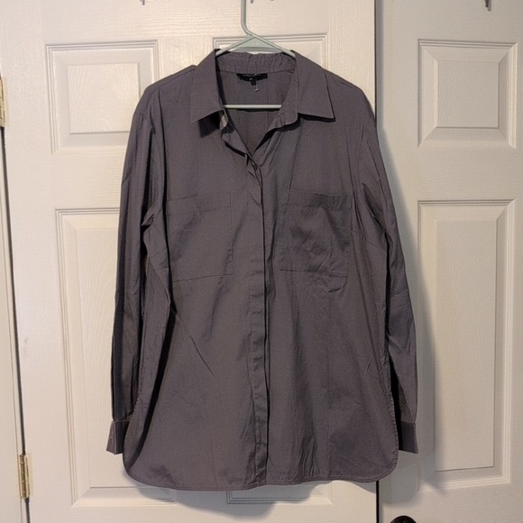 Lafayette 148 Women's Boyfriend Style Gray Button Down Size XL - Picture 1 of 8